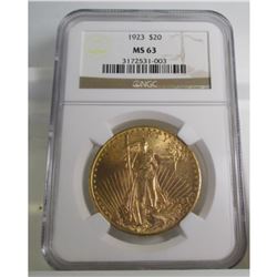 1923 $ 20 Gold Saint Gauden's MS 63 NGC