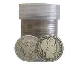 (20) Barber Half Dollar's In Roll