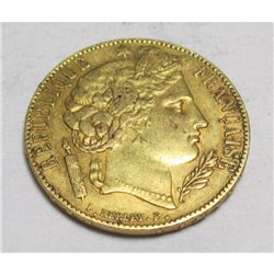 1851 A 20 Franc Gold Coin