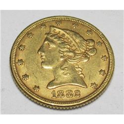 1882 P $5 Gold Liberty Half Eagle