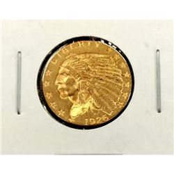 1926 $2.5 Gold Indian in 2x2 XF AU Grade