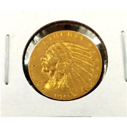 1915 $2.5 Gold Indian in 2x2 XF Grade