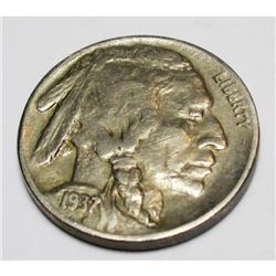 1937 D XF Grade Buffalo Nickel