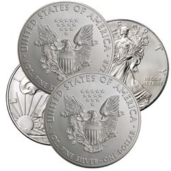 (4) BU Random Date Silver Eagles