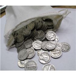 Canvas Bag - 220 Mercury Dimes - 90% Silver