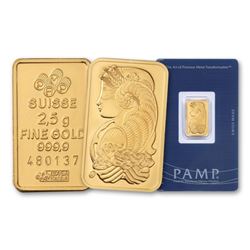 2.5 Gram Pamp Suisse Gold Ingot on Card