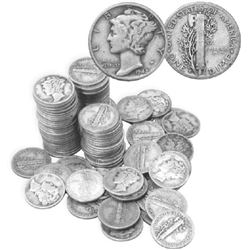 100 pcs. Mercury Dimes -90% Silver