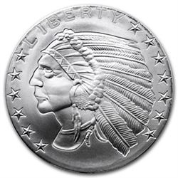 1 oz Incused Indian Silver Round - .999 pure