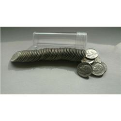 50 pcs. Roosevelt Dimes Pre 64 90% Silver in roll