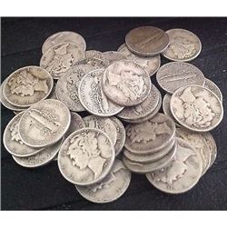 25 pcs. Mercury Dimes 90% Silver