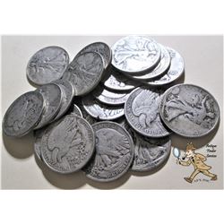 20 pcs. Walking Liberty Half Dollar 90% Silver