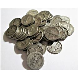 (50) Mercury Dimes -90% Silver