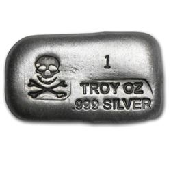 1 oz Silver Crossbones - Poured Silver - .999