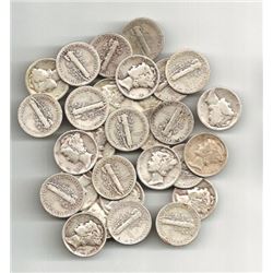 25 pcs. Mercury Dimes - 90% Silver Lot