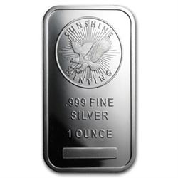 1 oz. Sunshie Silver bar - .999 pure