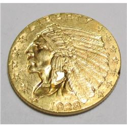 1928 $2.5 Gold Indian AU Grade