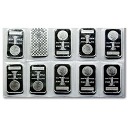 (10) 1 oz Silver Morgan Design Silver Bars