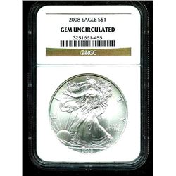 2008 GEM UNC NGC Slab Silver Eagle