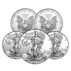 (5) Random Date US Silver Eagles