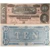 Image 1 : 1864 XF/AU Grade $10 Confederate Note - J. Davis