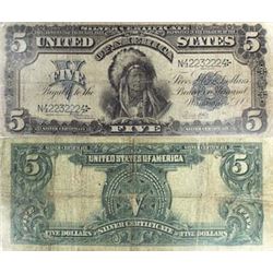 1899 Indian Chief $5 Silver Certificate - G-VG