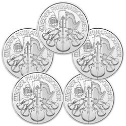 (5) Random Date 1 oz Austrian Philharmonics
