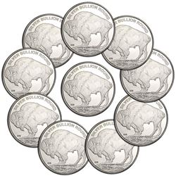 (10) 1 oz. Silver Buffalo Rounds