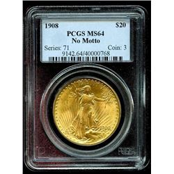 1908 NM MS 64 PCGS $ 20 Saint Gauden's