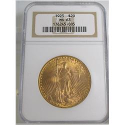 1923 MS 63 NGC $ 20 Gold Siant Gauden's