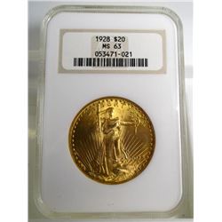 1928 MS 63 NGC $ 20 Gold Saint Gauden's