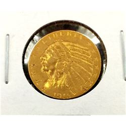 1915 $2.5 Gold Indian Coin in 2 x 2 XF Grade