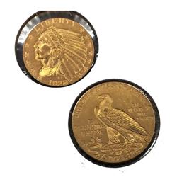 1928 $2.5 Gold Indian in 2 x 2