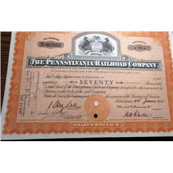 1942 Pennsylvannia Railroad Stock Certificate
