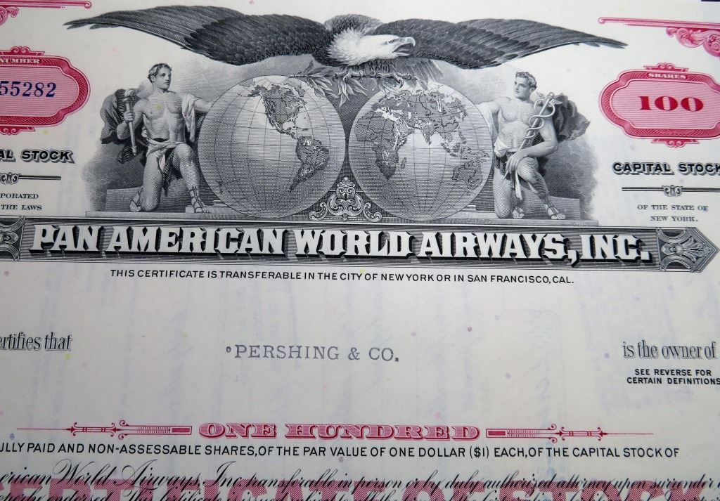 1968 Pan American Airlines Stock Certificate 1968-pan-american-airlines-stock-certificate