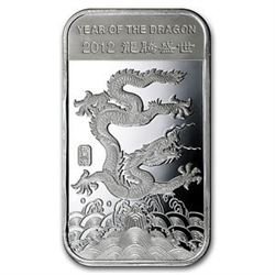 2012 Silver Bar Year of The Dragon 1 oz