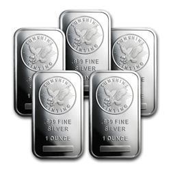 (5) 1 oz. Sunshine Mint Bars- .999 Pure