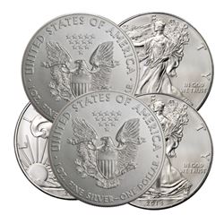 (5) Random Date BU Silver Eagles