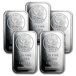 (5) Sunshine Mint 1 oz Silver Bars