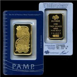 1 oz. Pamp Suisse Gold Ingot 999.9 Pure