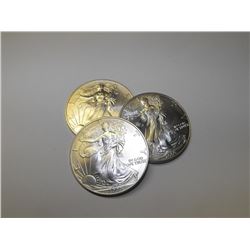 Lot of (3) Random Date Silver Eagles