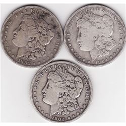 Lot of (3) Morgan Silver Dollars-