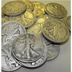 Lot of 15 Walking Liberty Halves- Various Dates