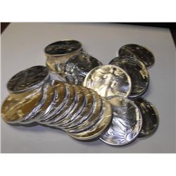 Roll of 20 Assorted Date Silver Eagles-UNC