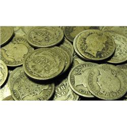 LOT OF 100 BARBER DIMES- CIRCULATED