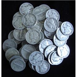 Roll of Mercury Dimes g-xf grades- 50 Coins