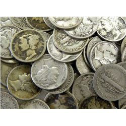 Lot  of 100 Mercury Dimes-