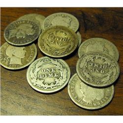 Lot of 10 Barber Dimes
