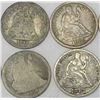 Lot of 4 Seated Liberty Dimes- ag-xf Grades-
