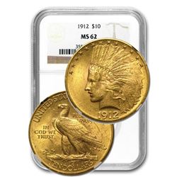 1912 MS 62 $10 Gold Indian NGC Slab