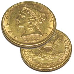 1882 $5 Gold Liberty XF AU Grade